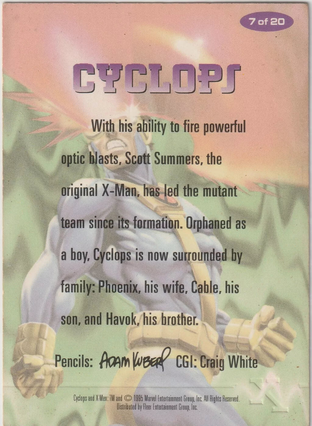 1996 Fleer Marvel Ultra X-Men Alternate X Cyclops Insert 7 of 20 Embossed Effect