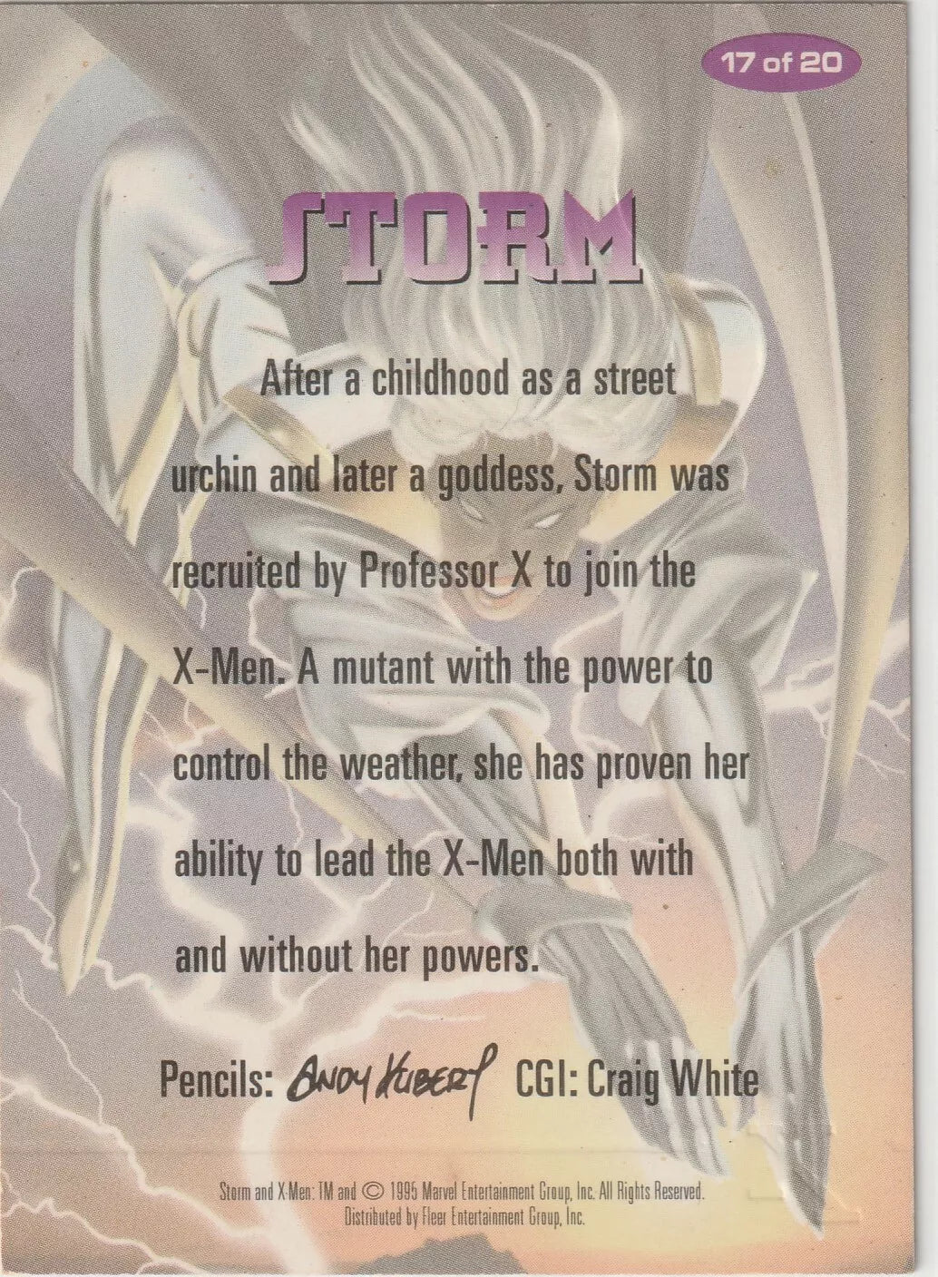 1996 Fleer Marvel Ultra X-Men Alternate X Storm Ins 17 of 20 Embossed Effect