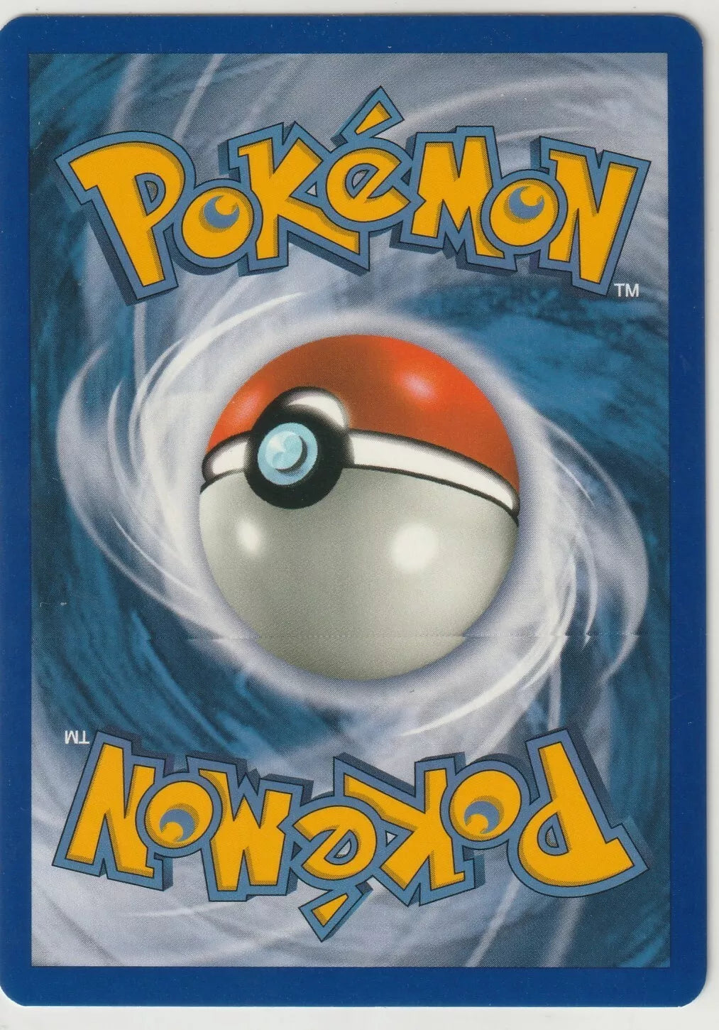 Standard back of a Pokémon card with a swirling blue and white background.
