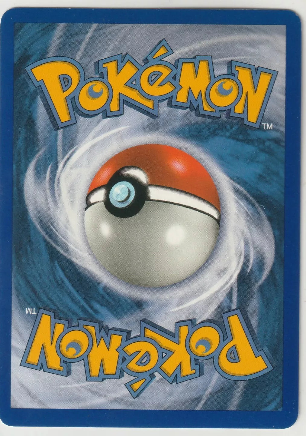 Standard back of a Pokémon card with a Pokéball and swirling blue background.