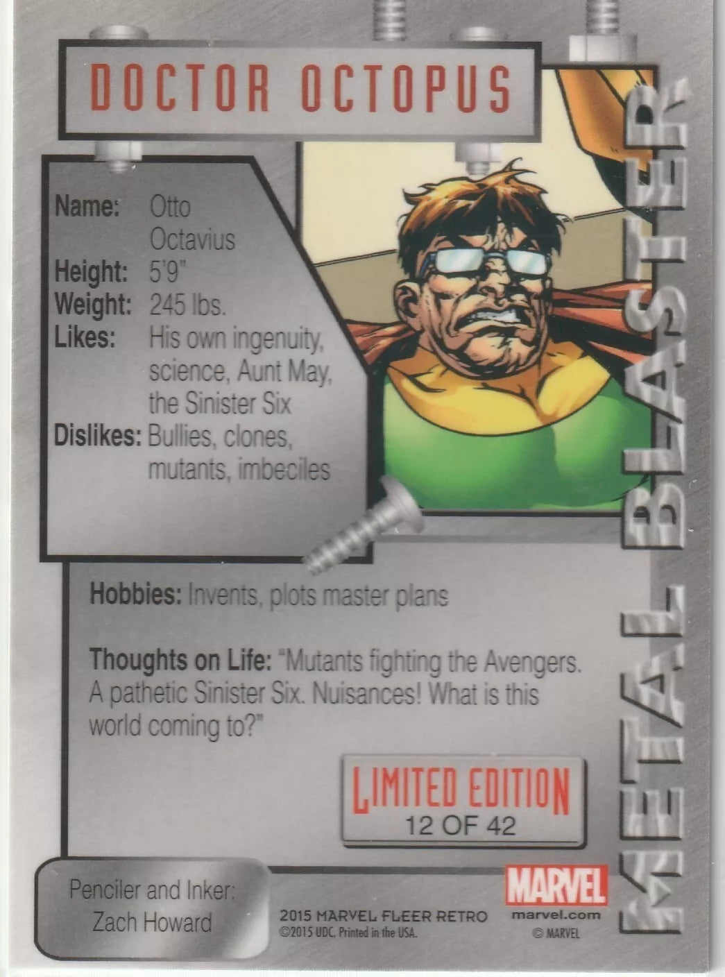 2015 Marvel Fleer Retro 1995 Metal Blaster #12 of 42 Doctor Octopus