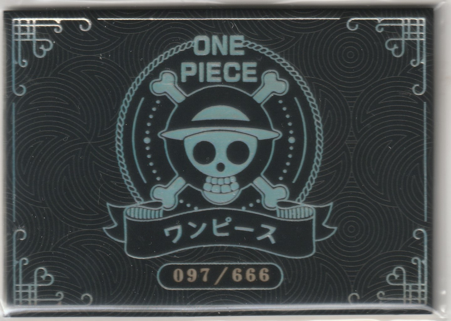 One Piece Jolly Roger design with Japanese text and limited edition numbering.