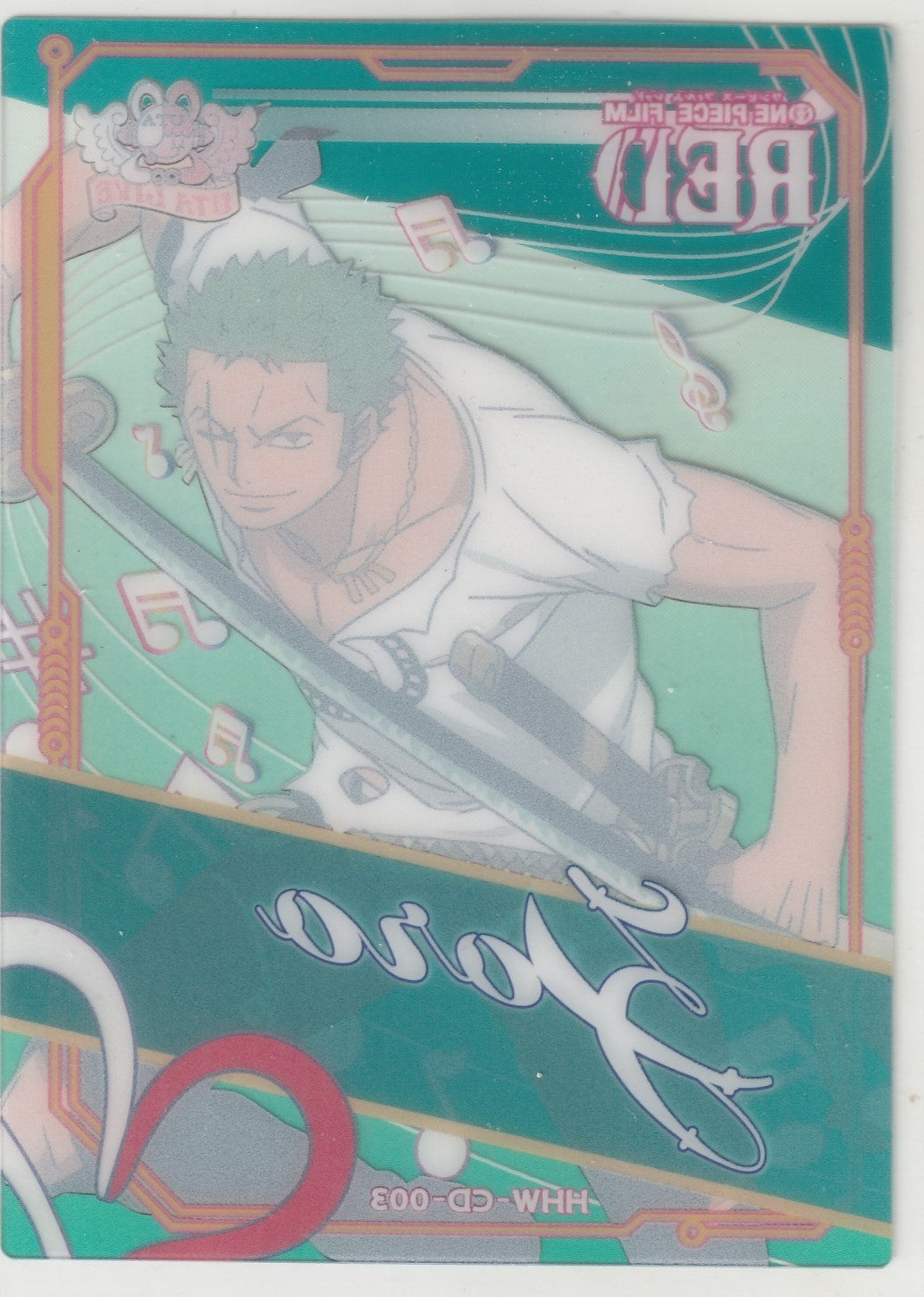 One Piece Anime Card HHW-CD-003 Clear Acrylic Roronoa Zoro Straw Hat Crew