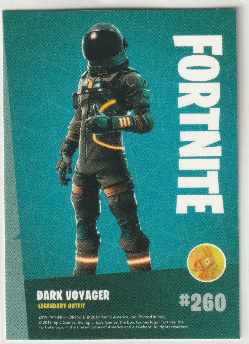 2019 Fortnite Series 1 Fortnite Dark Voyager #260 Legendary Outfit Trading Card