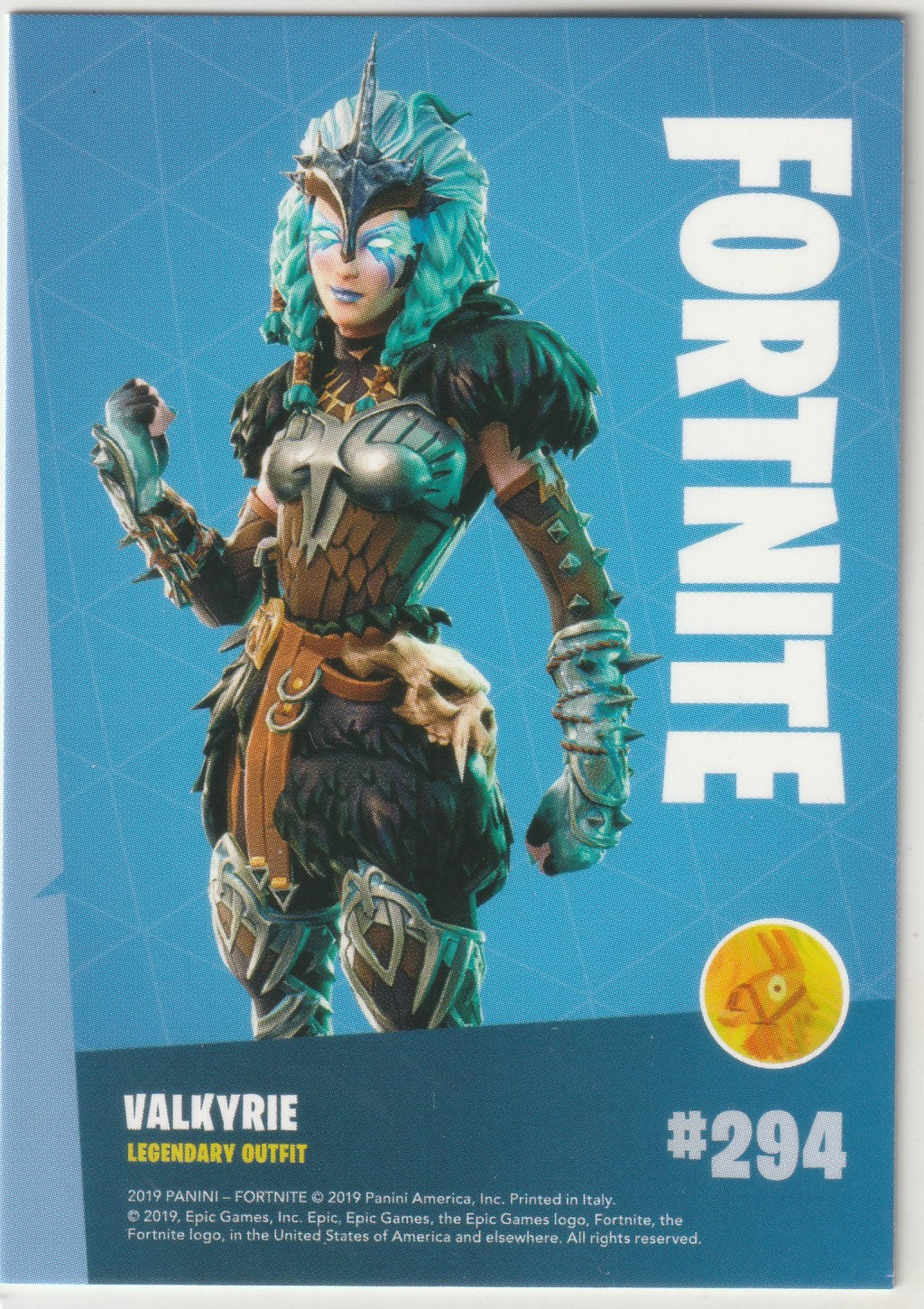 2019 Fortnite Series 1 Fortnite Valkyrie #294 Legendary Outfit Trading Card