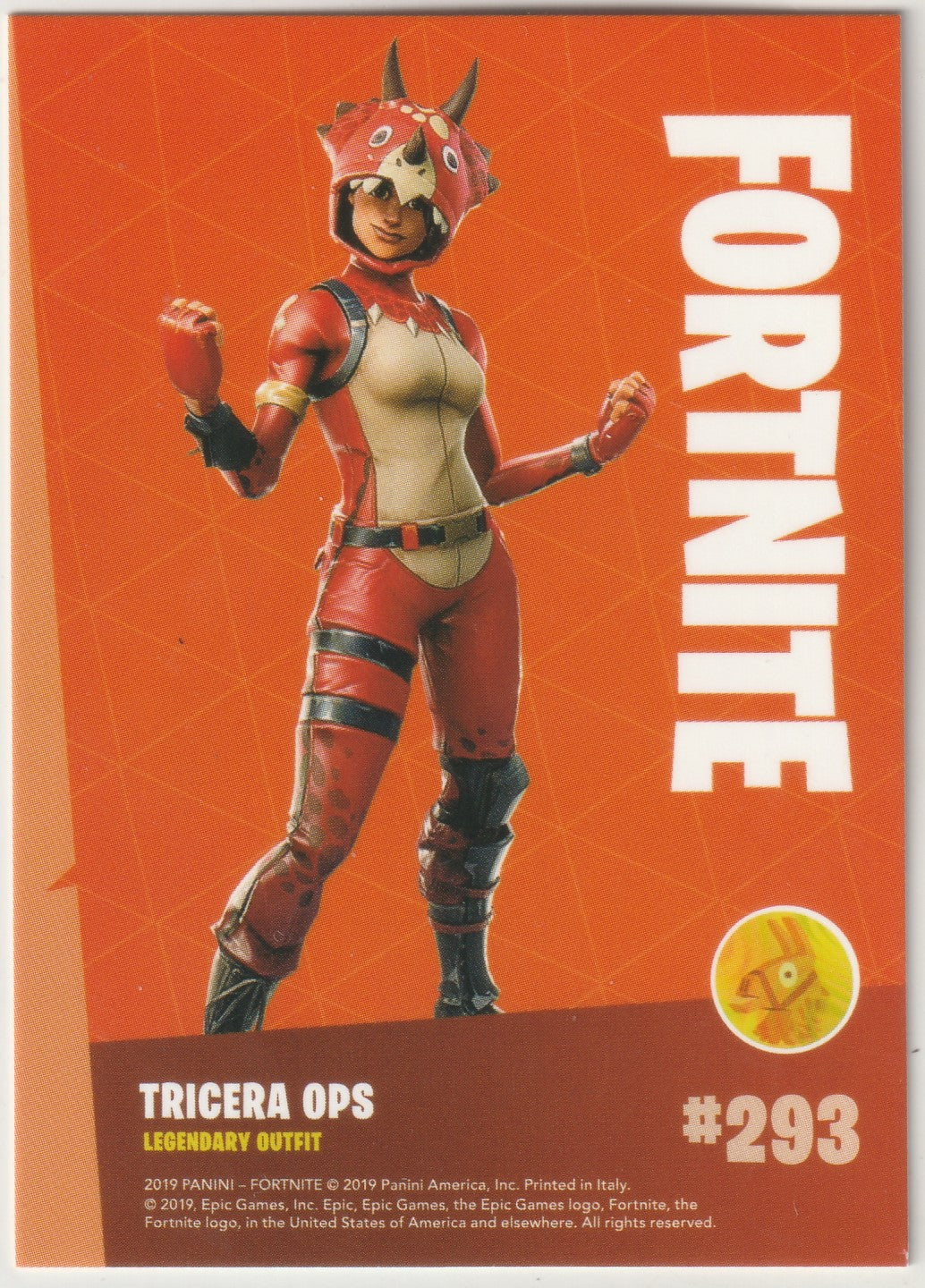 2019 Fortnite Series 1 Fortnite Tricera Ops #293 Legendary Outfit Trading Card