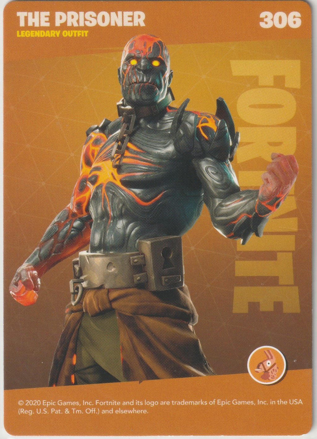 2020 Fortnite Reloaded Movin' The Prisoner #306 Legendary Outfit Lenticular 3D Trading Card