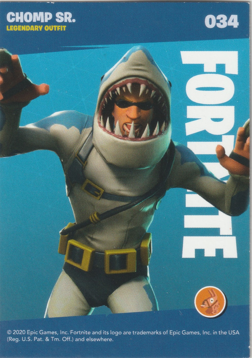 2020 Fortnite Reloaded Fortnite Chomp Sr. #034 Legendary Outfit Trading Card
