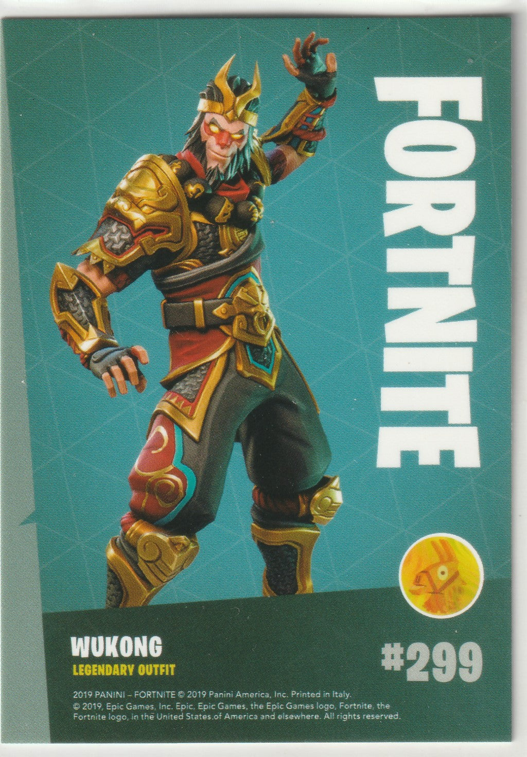 2019 Fortnite Series 1 Fortnite Wukong #299 Legendary Outfit Trading Card