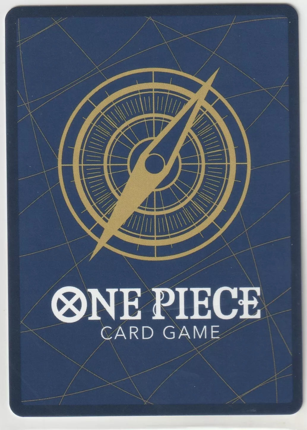 One Piece Card Game logo with gold compass on dark blue background.