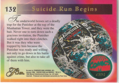 1994 Flair Marvel Inaugural Edition #132 Punisher Suicide Run Pack Fresh Vintage