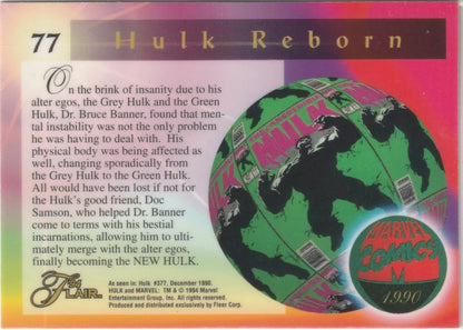 1994 Flair Marvel Inaugural Edition #77 The New Hulk Pack Fresh VIntage