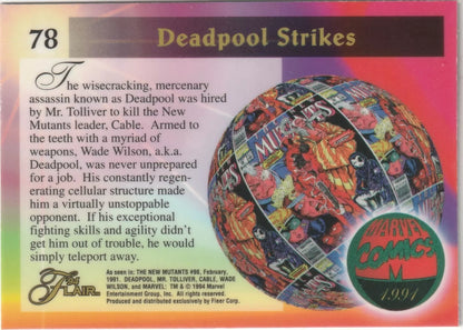 1994 Flair Marvel Inaugural Edition #78 Deadpool Strikes Pack Fresh VIntage