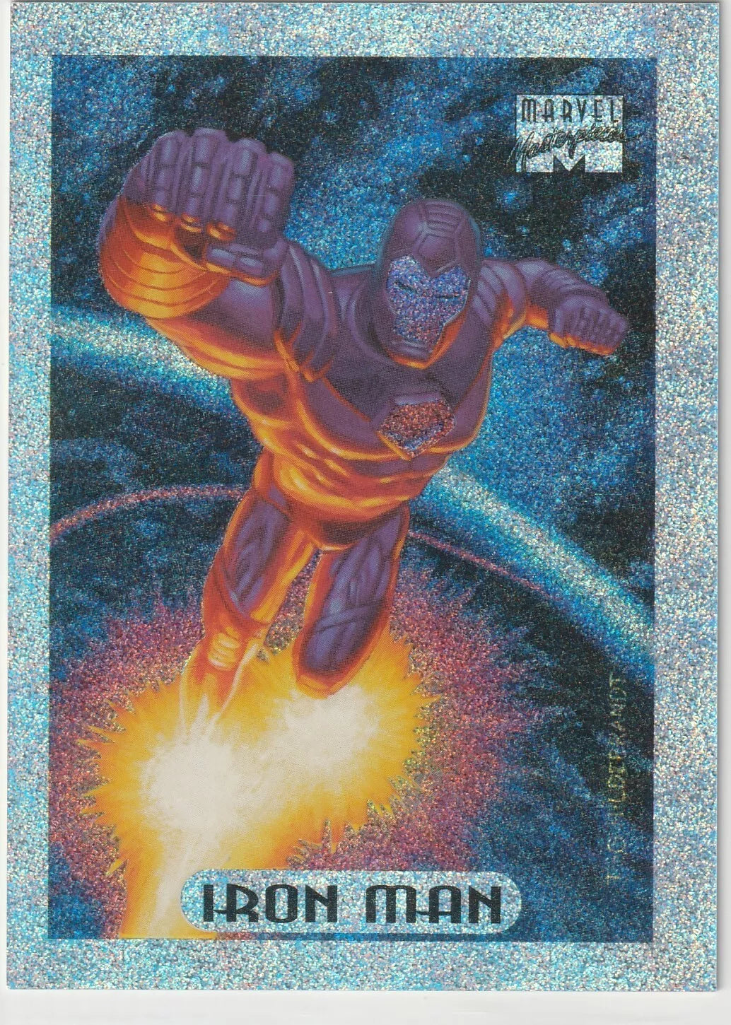 1994 Fleer Marvel Masterpieces Silver Holofoil 5 of 10 Iron Man (1:3 packs)