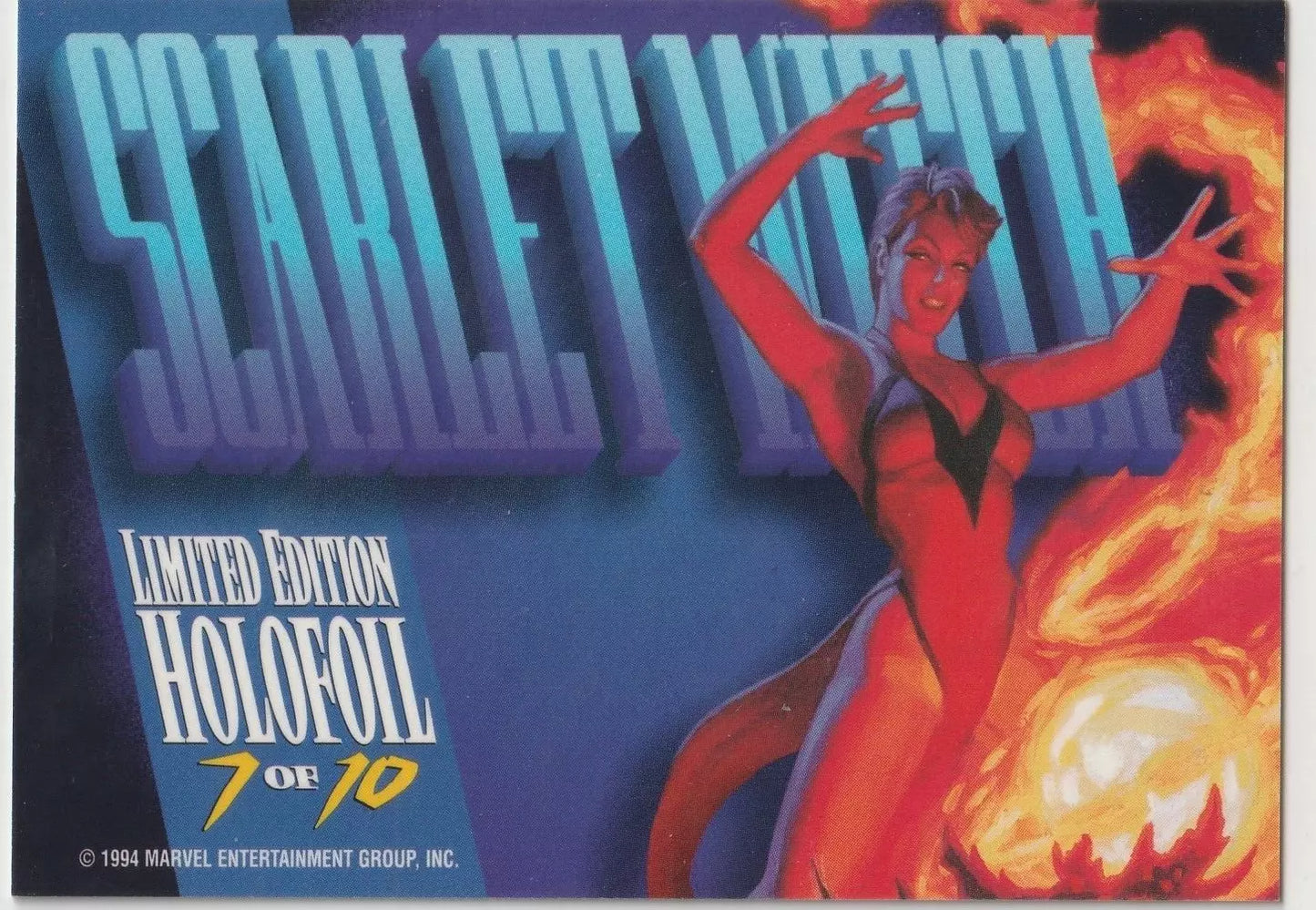 1994 Fleer Marvel Masterpieces Silver Holofoil 7 of 10 Scarlet Witch (1:3 packs)