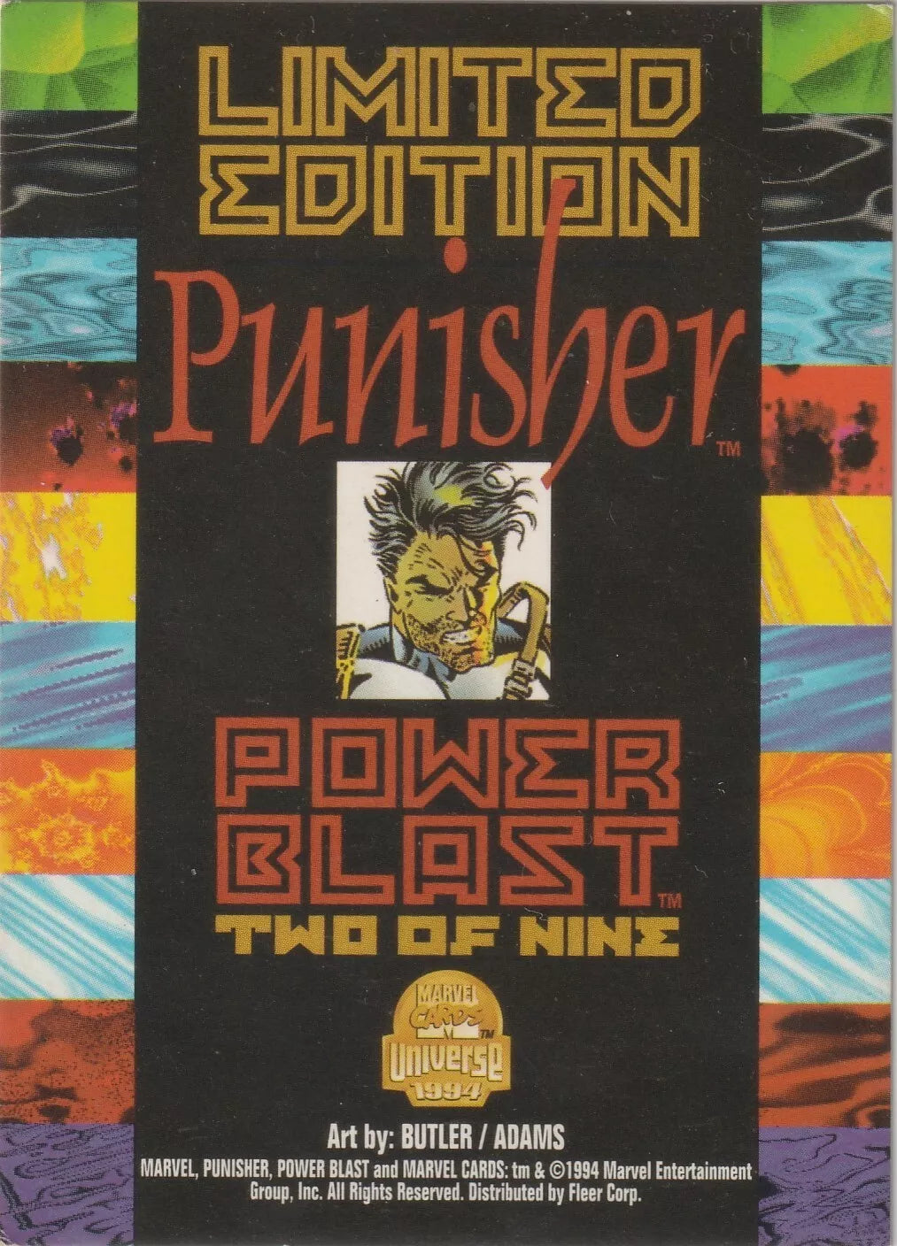 1994 Fleer Marvel Universe Power Blast 2 of 9 Punisher Limited Edition Rare