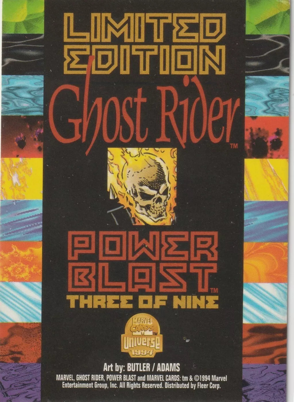 1994 Fleer Marvel Universe Power Blast 3 of 9 Ghost Rider Limited Edition 2