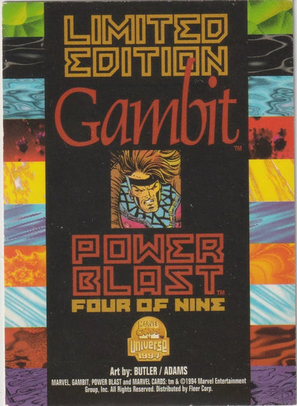 1994 Fleer Marvel Universe Power Blast 4 of 9 Gambit Limited Edition Rare