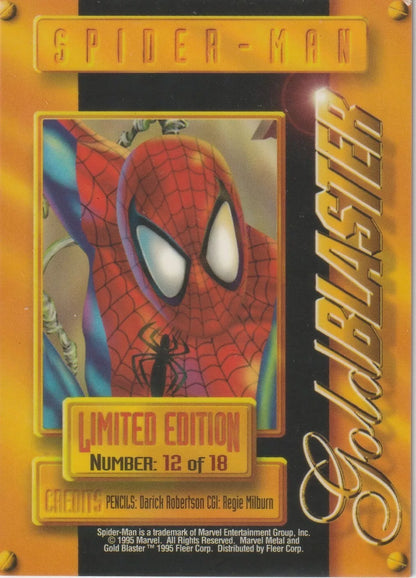 1995 Fleer Marvel Metal Gold Blaster Spider-man Limited Edition #12 Spiderman