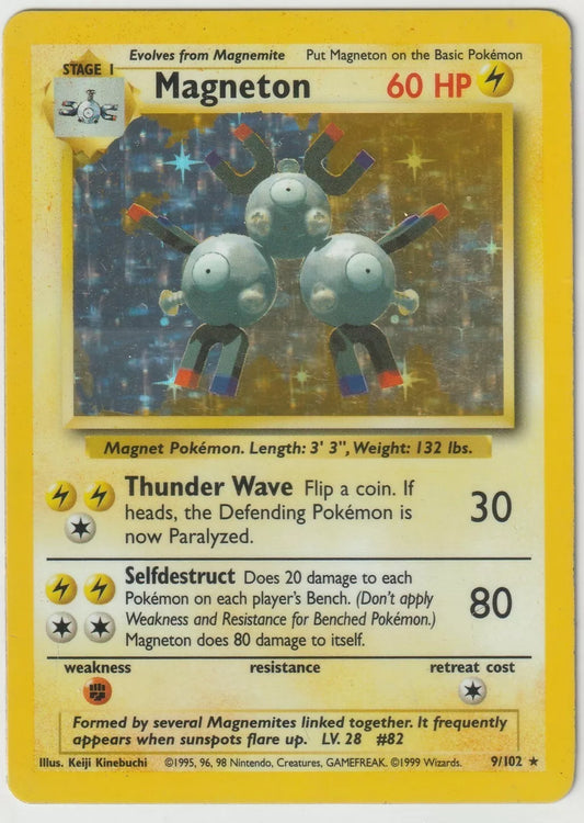 1995 Pokemon Base Set Holo 9/102 Magneton Holo Discoloration  1