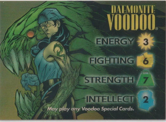 1997 Fleer Skybox Marvel vs Wildstorm Overpower Daemonite Voodoo Chrome Insert