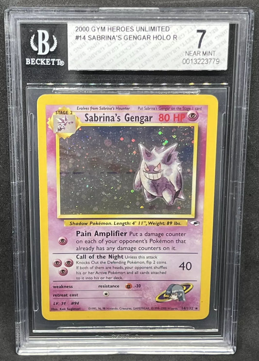 1998 Pokemon Gym Heroes Unlimited Holo #14 Sabrina's Gengar BGS 7 Near Mt Rare