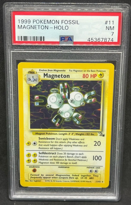 1999 Pokemon Fossil Holo WOTC PSA 7 #11 Magneton Vintage Near Mint