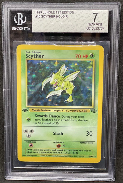 1999 Pokemon Jungle 1st Edition Scyther Holo R 10/64 BGS 7 Near-Mt WOTC Rare