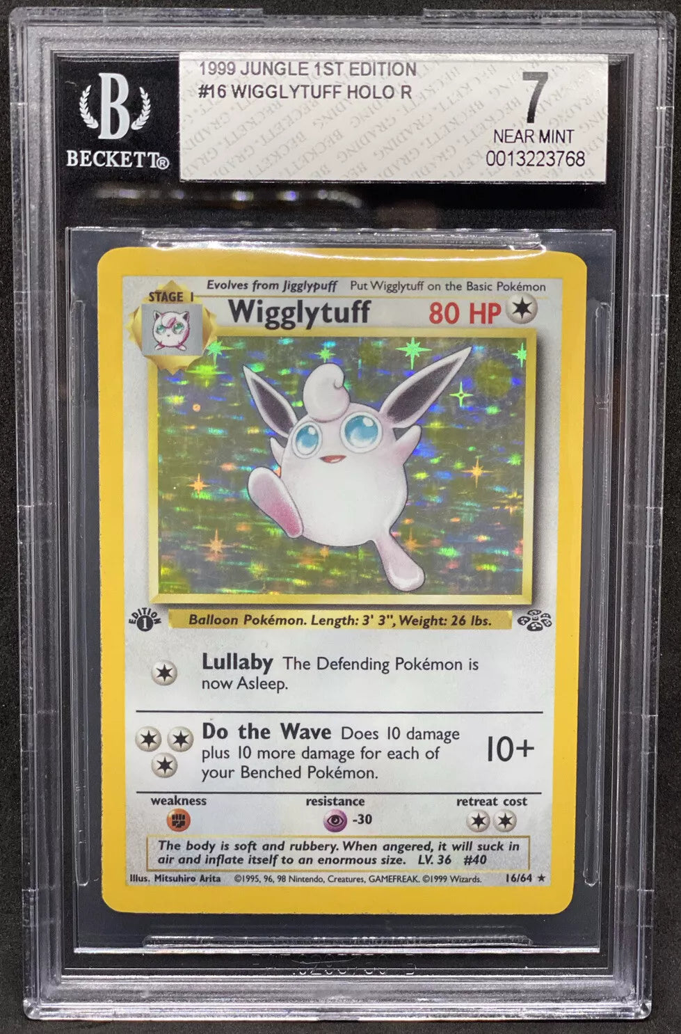 1999 Pokemon Jungle 1st Edition Wigglytuff Holo R 16/64 BGS 7 Near Mt WOTC Rare