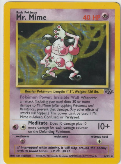 1999 Pokemon Jungle Holo 6/64 Mr Mime WOTC Vintage