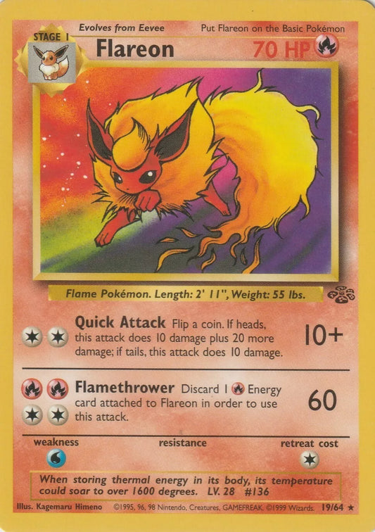 1999 Pokémon Jungle Unlimited Non Holo 19/64 Flareon Wotc Unlimited