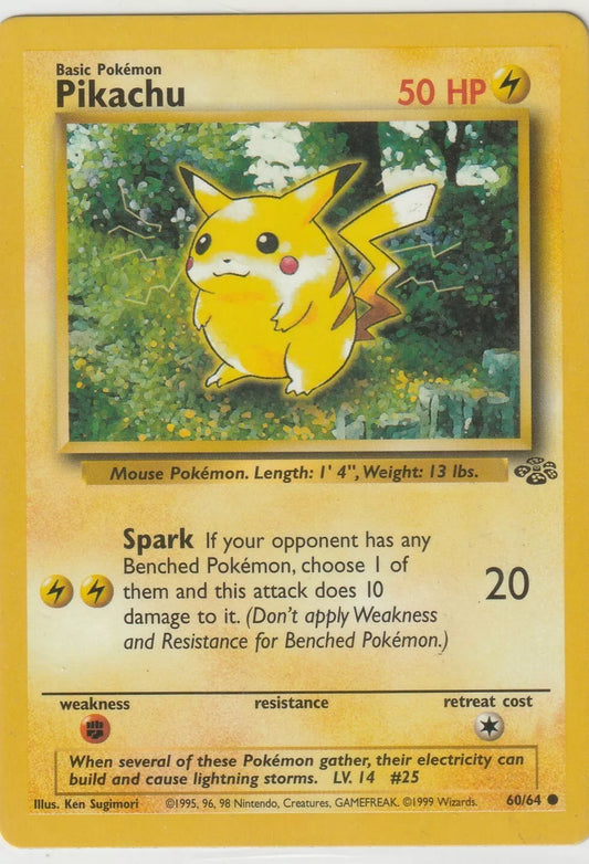 1999 Pokémon Jungle Unlimited Non Holo 60/64 Pikachu Wotc Unlimited