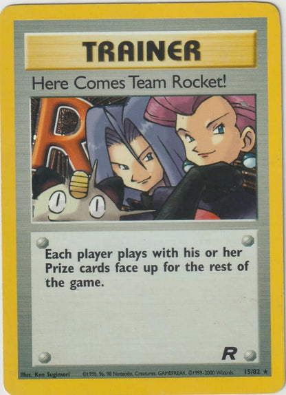 1999 Pokemon WOTC Team Rocket Unlimited 15/82 Holo Rare Here Comes Team Rocket!