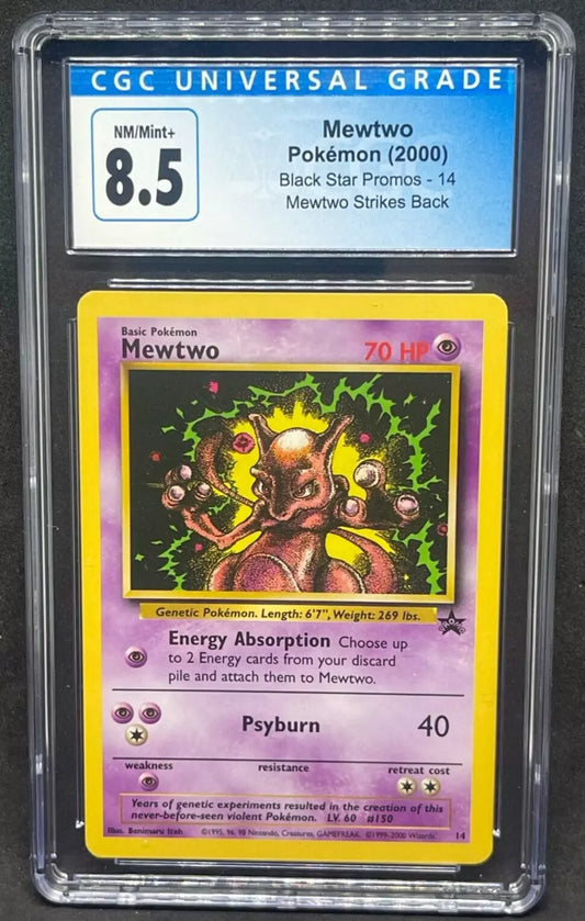 2000 Pokemon Mewtwo Strikes Back Black Star Promos 14 Mew Two CGC 8.5 NM/MT+