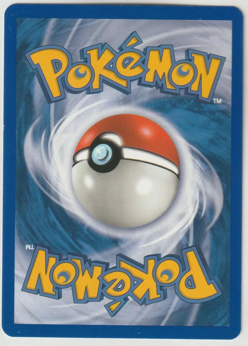 Standard Pokémon card back featuring a large Pokéball and swirling blue background with the iconic yellow Pokémon text.