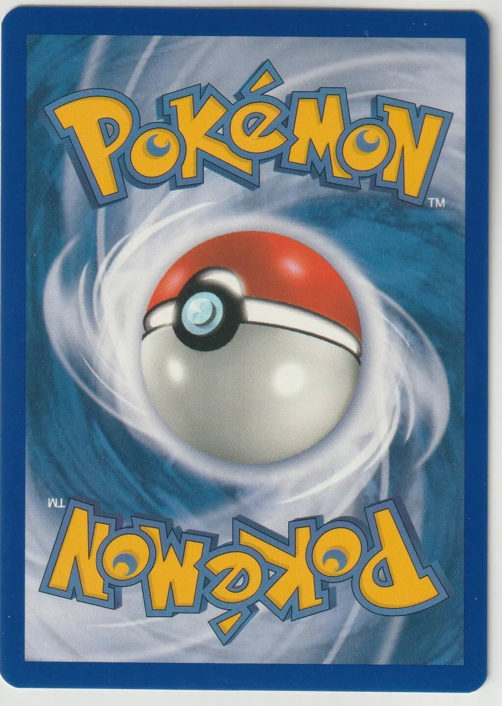 Standard Pokémon card back with a large Pokéball in the center and the familiar swirling blue background.