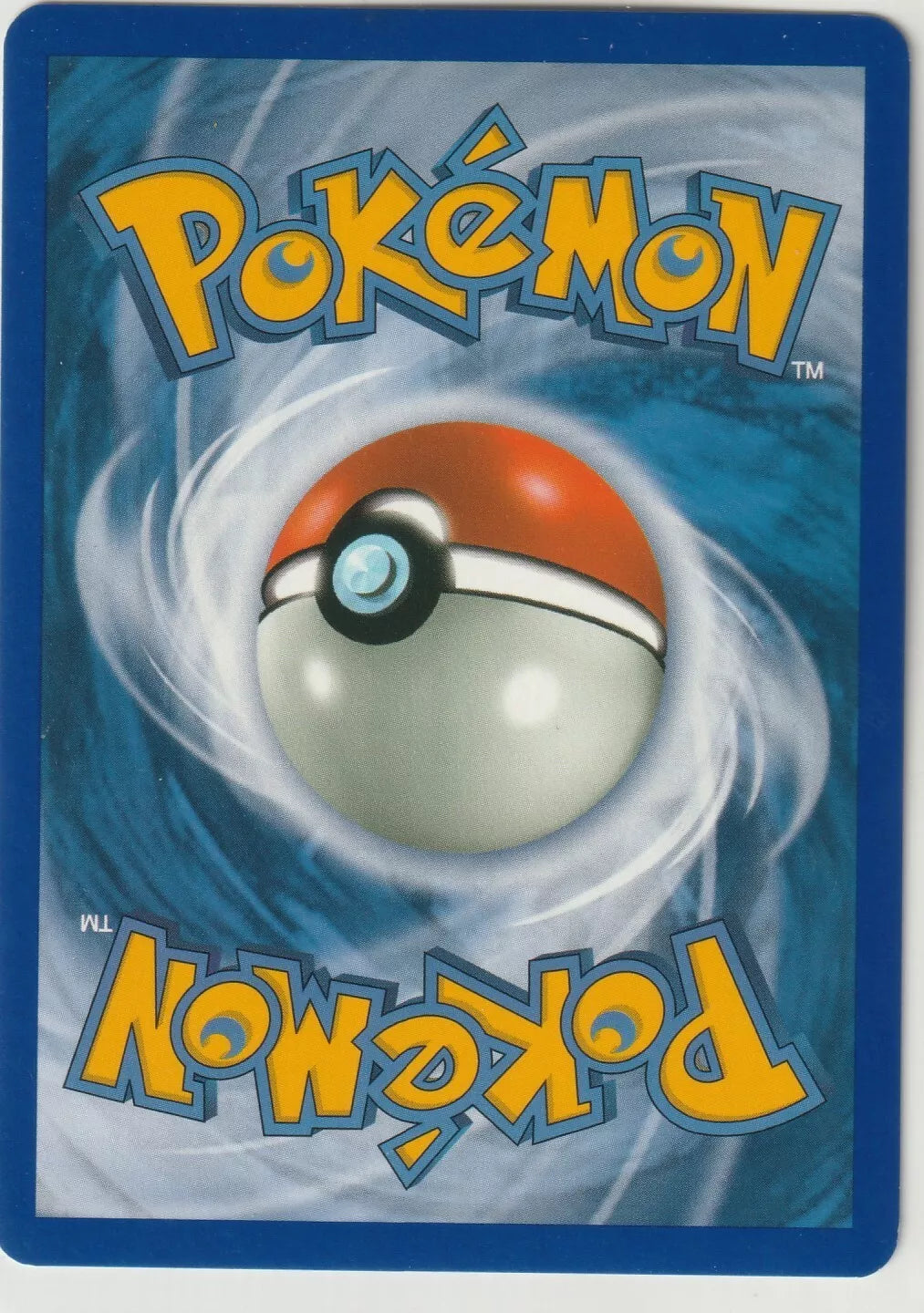 Standard Pokémon card back featuring a large Pokéball and swirling blue background with the iconic yellow Pokémon text.