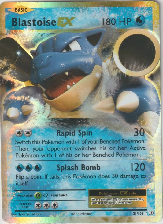 2015 Pokemon Evolutions Full Art Ultra Rare Foil #21/108 Blastoise EX NM cond 1