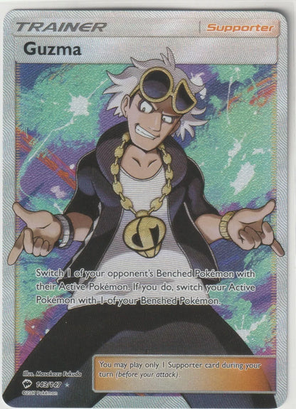 2017 Pokemon Burning Shadows Full Art Ultra Rare Trainer Foil 143/147 Guzma NM2