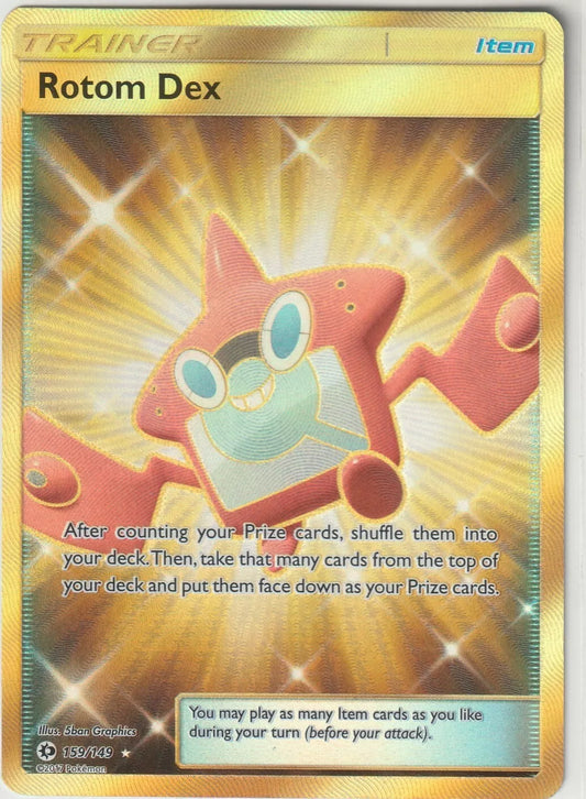 2017 Pokemon Sun and Moon Base Full Art Gold Secret Rare #159 Rotom Dex NM