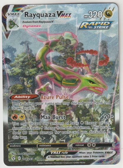 2020 Pokemon Sword and Shield Evolving Skies 218/203 Rayquaza VMAX Alternate Art