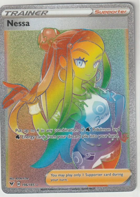 2020 Pokemon Vivid Voltage Full Art Secret Rare Trainer Foil 196/185 Nessa NM