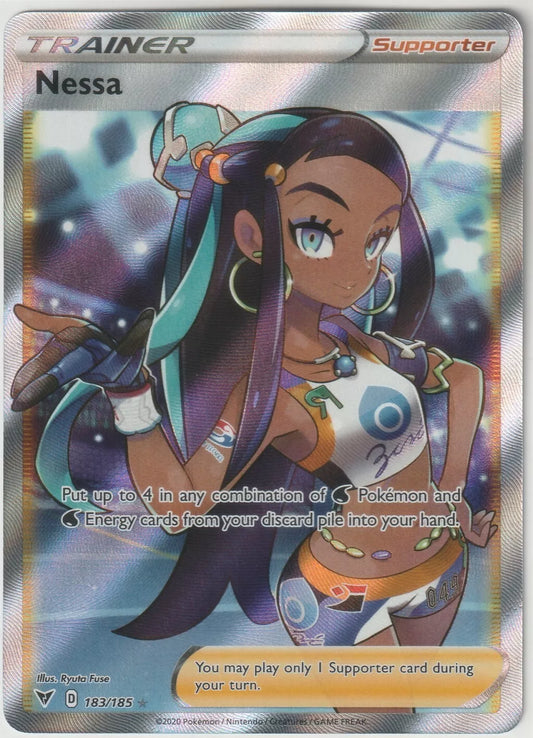 2020 Pokemon Vivid Voltage Full Art Ultra Rare Trainer Foil 183/185 Nessa NM