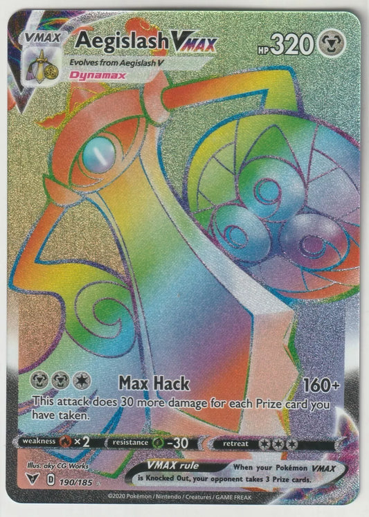 2020 Pokemon Vivid Voltage Rainbow Secret Rare Full Art 190/186 AegislashVMAX NM