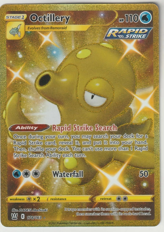 2021 Pokemon Battle Styles Full Art Gold Secret Rare #178 Octillery NM