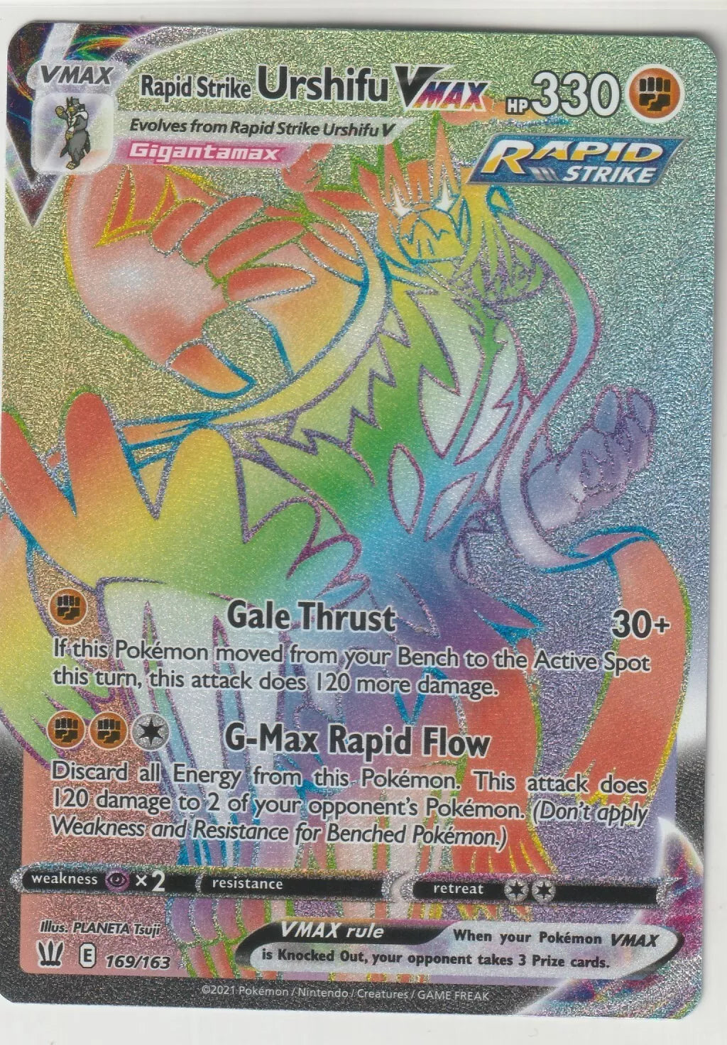 2021 Pokemon Battle Styles Rainbow Rare Full Art 169 Rapid strike Urshifu Vmax