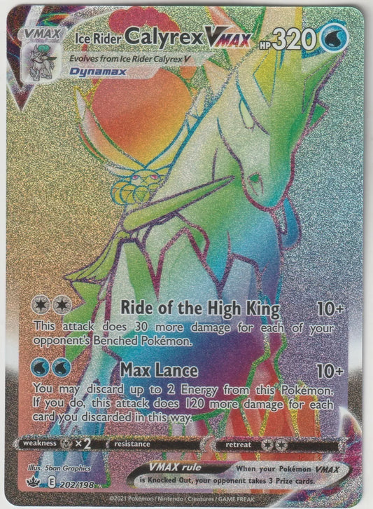 2021 Pokemon Chilling Reign Secret Rainbow Rare 202 Ice Rider Calyrex Vmax NM