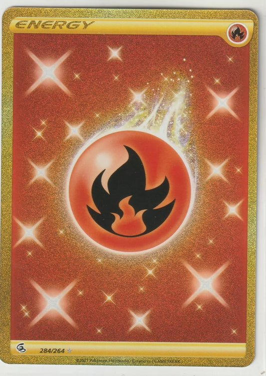 2021 Pokemon Fusion Strike Full Art Gold Secret Rare #284 Fire Energy