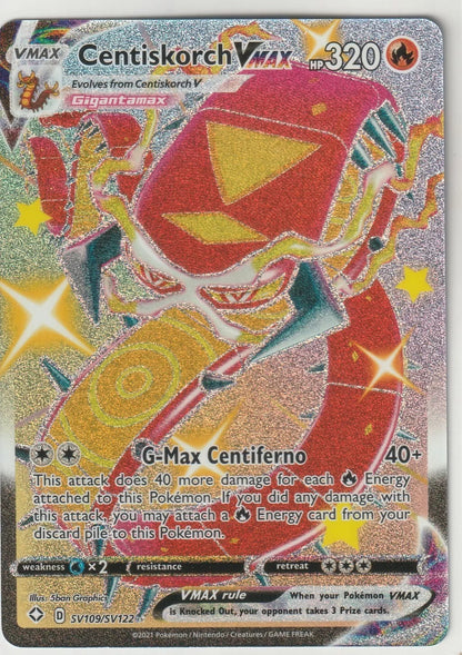 2021 Pokemon Shining Fates Rainbow Sec Rare Full Art SV109 Centiskorch VMAX NM2