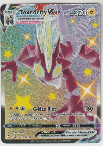 2021 Pokemon Shining Fates Rainbow Sec Rare Full Art SV113 Toxtricity VMAX NM1